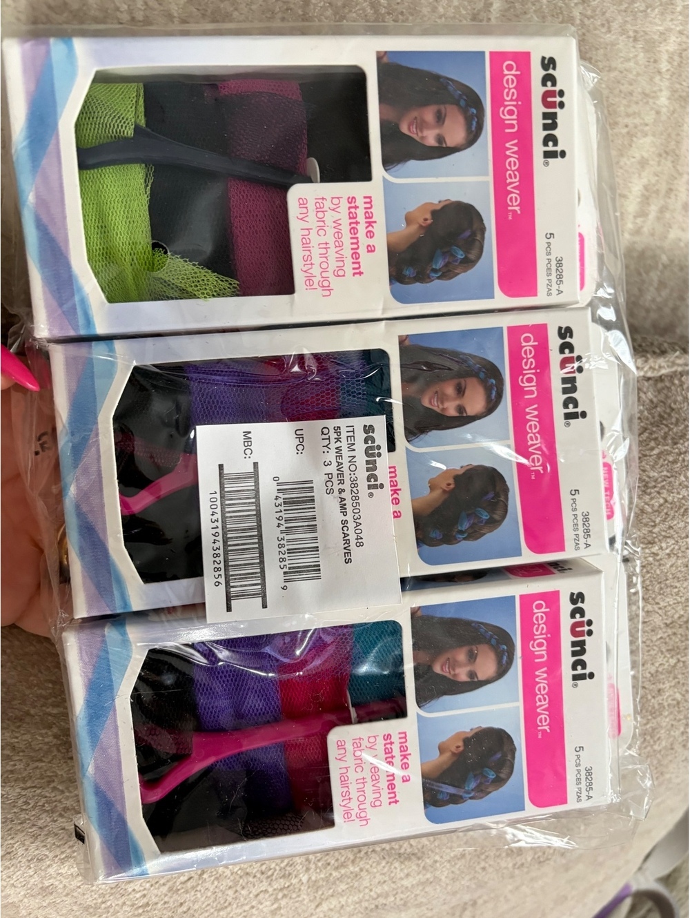 NIB Set of 3 Scunci design weaver hair accessories